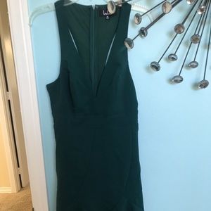 Lulus dark green Deep v midi dress